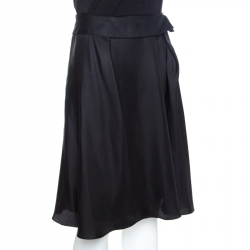 Louis Vuitton Black Silk Flared Skirt M