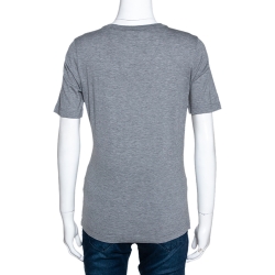 Louis Vuitton Grey Melange Cotton Jersey Bow Detail T-Shirt S