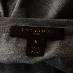 Louis Vuitton Grey Melange Cotton Jersey Bow Detail T-Shirt S