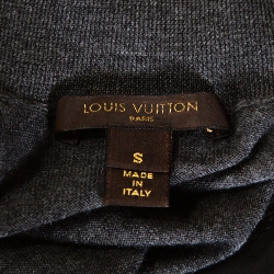 Louis Vuitton Grey Cashmere Wool Blend Monogram Button Detail Top S