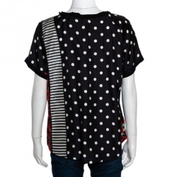 Pre Owned Louis Vuitton Multicolor Silk Jersey Trim Patch Print Top M 