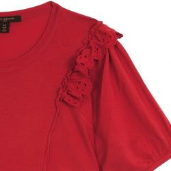 Pre Owned Louis Vuitton Red Cotton Short Sleeved Dress M