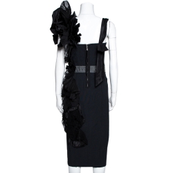 Pre Owned فستان لوي فيتون بلا أكمام مزخرف و منفوش أسود مقاس وسط (ميديوم)