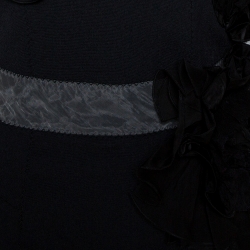 Pre Owned فستان لوي فيتون بلا أكمام مزخرف و منفوش أسود مقاس وسط (ميديوم)