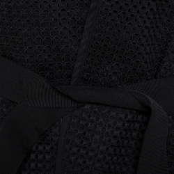 Pre Owned Louis Vuitton Black Silk & Cotton Lace Belted Vest Jacket M
