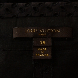 Pre Owned Louis Vuitton Black Silk & Cotton Lace Belted Vest Jacket M