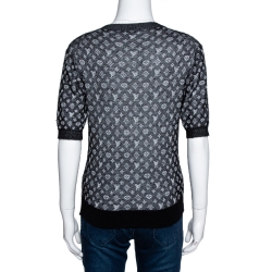 Pre Owned Louis Vuitton Black Monogram Patterned Cashmere & Silk Knit Jumper S