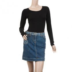 Pre Owned Louis Vuitton Denim Monogram Skirt