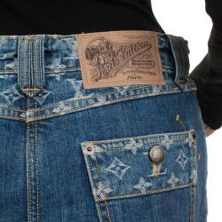 Pre Owned Louis Vuitton Denim Monogram Skirt