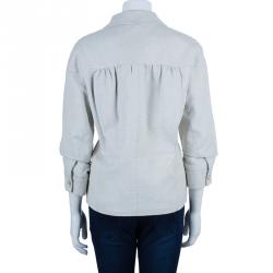 Pre Owned Louis Vuitton Off-White Mid Length Coat M