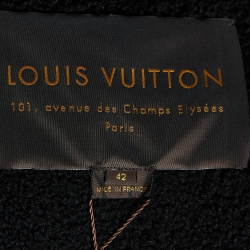 Louis Vuitton Black Suede Belted Shearling Coat L