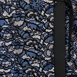 Pre Owned Louis Vuitton Blue Flock Printed Silk Mini Skirt L