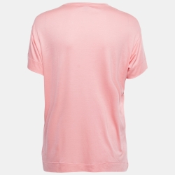 Louis Vuitton Pink Cotton Sequin Embellished Flamingo T Shirt M