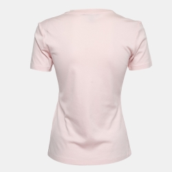 Pre Owned Louis Vuitton Pink World Tour Stamp Print Cotton Crew Neck T-Shirt S