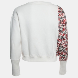 Louis Vuitton White Cotton Blend Monogram Detailed Sweatshirt S