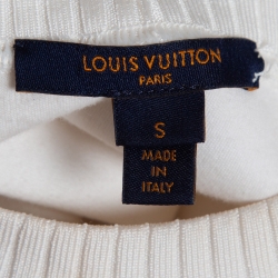 Louis Vuitton White Cotton Blend Monogram Detailed Sweatshirt S