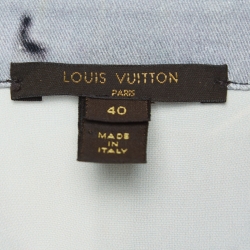 Louis Vuitton Blue Printed Silk Blend Belted Jumpsuit M