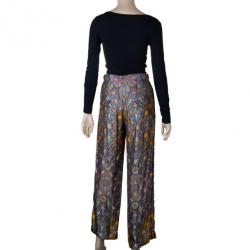 مملوكة مسبقًا Louis Vuitton Printed Silk Wide Pants S