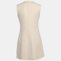 Louis Vuitton Cream Logo Print Wool Zipper Mini Dress M