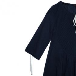 Pre Owned Louis Vuitton Navy Pleated Yoke Blouse S