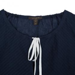Pre Owned Louis Vuitton Navy Pleated Yoke Blouse S
