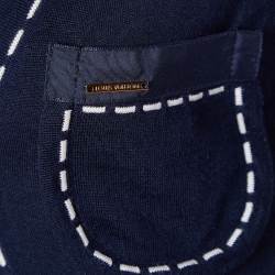 مملوكة مسبقًا Louis Vuitton Navy Blue Wool & Silk Knit Cardigan M 