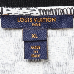 Pre Owned Louis Vuitton Black/White Checked Cotton Jersey Crew Neck T-Shirt  XL