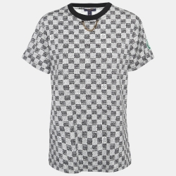 Pre Owned Louis Vuitton Black/White Checked Cotton Jersey Crew Neck T-Shirt  XL