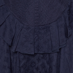 Pre Owned Louis Vuitton Navy Blue Cotton Embroidered Tunic M