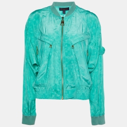 Louis Vuitton Green Monogram Silk Cloud Bomber Jacket S