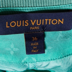 Pre Owned Louis Vuitton Green Monogram Silk Cloud Bomber Jacket S