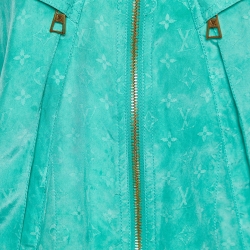Pre Owned Louis Vuitton Green Monogram Silk Cloud Bomber Jacket S