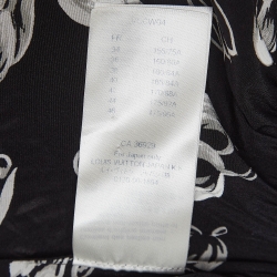 Pre Owned Louis Vuitton Black Floral Print Silk Flared Midi Dress M