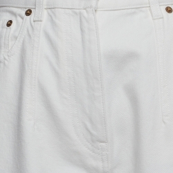 Pre Owned Louis Vuitton White Leather Applique Denim Jeans M Waist 28"