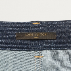 مملوكة مسبقًا Louis Vuitton Navy Blue Leather Trim Denim Jeans M Waist 31"