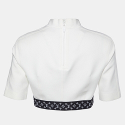 Pre Owned Louis Vuitton White Jersey Flight Mode Sporty Crop Top L