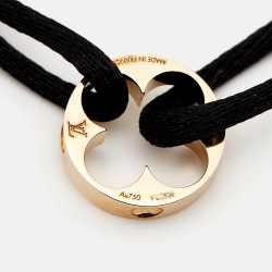 Louis Vuitton Empreinte Black Cord 18K Yellow Gold Bracelet