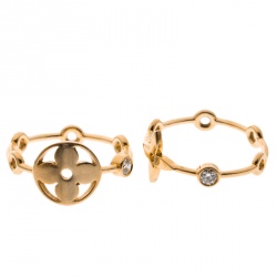 Louis Vuitton Monogram Idylle Blossom 18k Yellow Gold Stack Ring Set Size 51