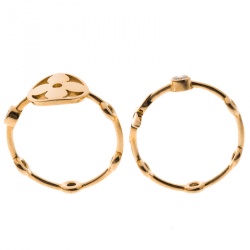 Louis Vuitton Monogram Idylle Blossom 18k Yellow Gold Stack Ring Set Size 51
