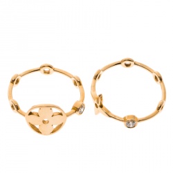 Louis Vuitton Monogram Idylle Blossom 18k Yellow Gold Stack Ring Set Size 51