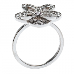 Louis Vuitton Diamond & Pink Sapphire Flower 18k White Gold Ring 