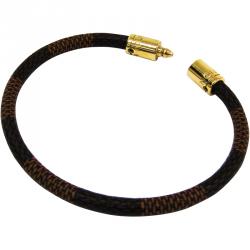 Pre Owned Louis Vuitton Keep It Damier Canvas Gold Tone Bracelet
