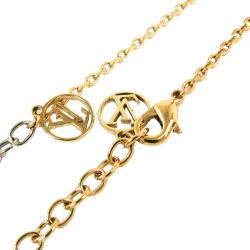 Louis Vuitton Logomania Gold Tone Metal Pendant Necklace
