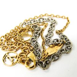 Louis Vuitton Logomania Gold Tone Metal Pendant Necklace