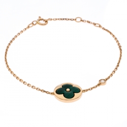Pre Owned Louis Vuitton Color Blossom BB Sun Malachite Diamond 18K Rose Gold Bracelet