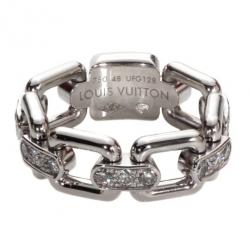 مملوكة مسبقًا Louis Vuitton Diamond 18 K White Gold Ring Size 48