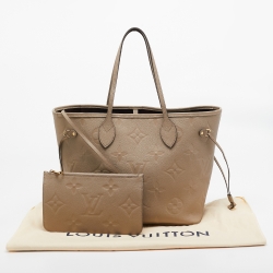 Pre Owned Louis Vuitton Tourterelle Monogram Empreinte Leather Neverfull MM Bag