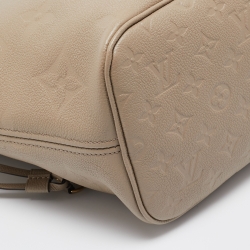 Pre Owned Louis Vuitton Tourterelle Monogram Empreinte Leather Neverfull MM Bag