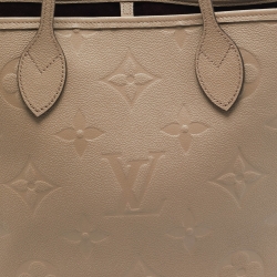 Pre Owned Louis Vuitton Tourterelle Monogram Empreinte Leather Neverfull MM Bag