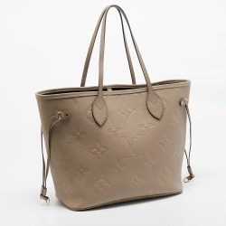 Pre Owned Louis Vuitton Tourterelle Monogram Empreinte Leather Neverfull MM Bag